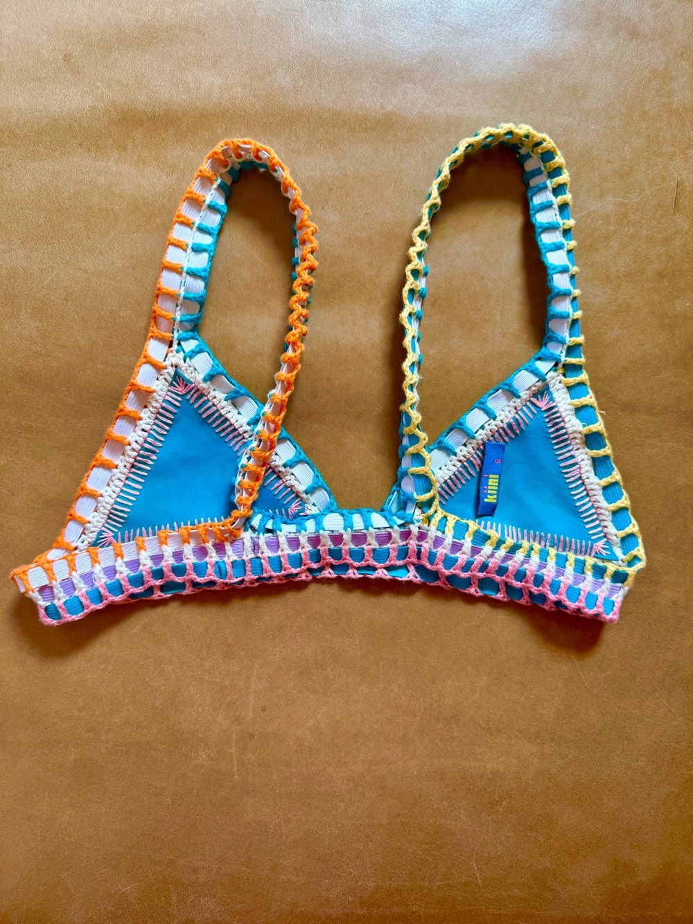 KIINI Turquoise Crochet Trim Bikini in Teal with Multicolor Accents - Picture 4 of 6